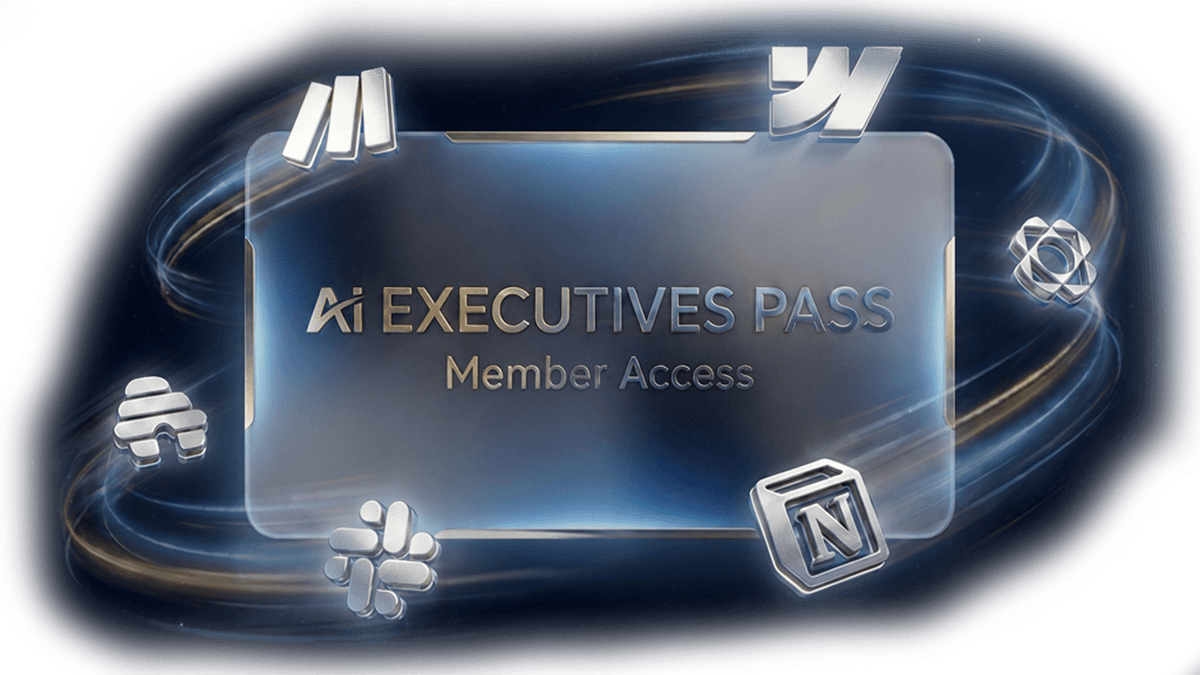 AI Executives Pass member card with partner integration logos